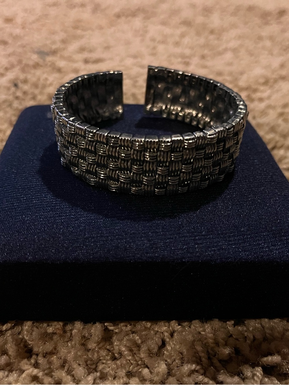 Women’s Woven Metal Cuff Bracelet - Silver Tone
